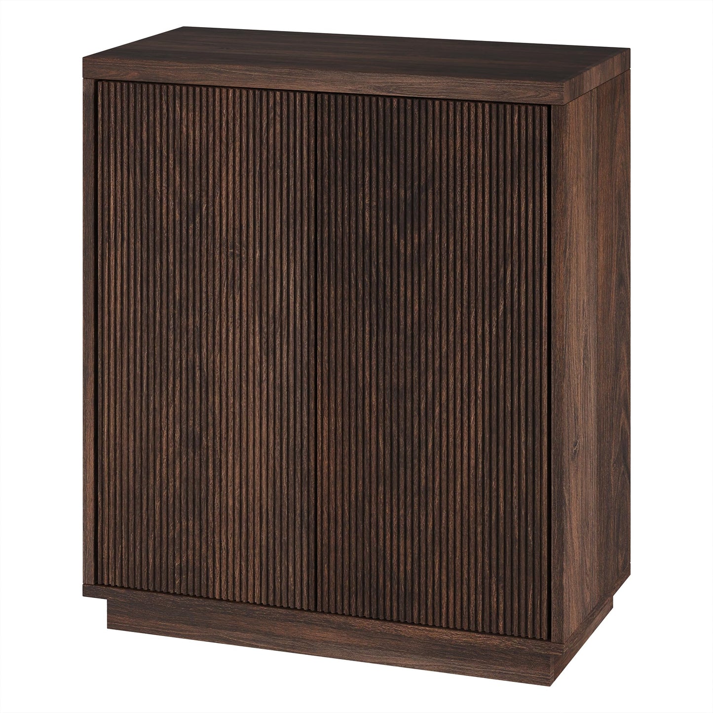 Henn&Hart 28" Fluted Wooden Accent Cabinet, Ribbed Modern Sideboard Buffet Cabinet with 2 Doors and an Adjustable Shelf for Living Room, Dining Room, Bedroom or Entryway, Cloud White