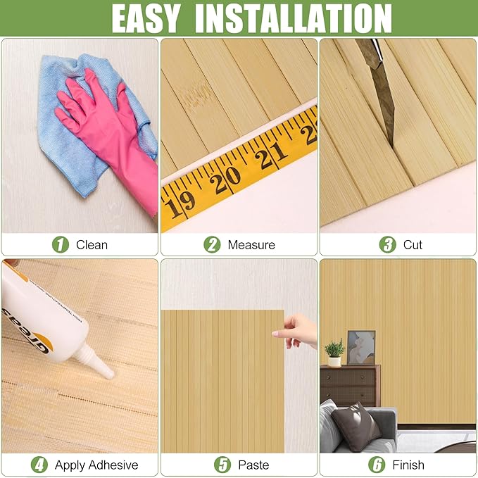 Bamboo Wall Panel for Interior Wall Decor, Renewable Pole Wrap Wainscoting Roll