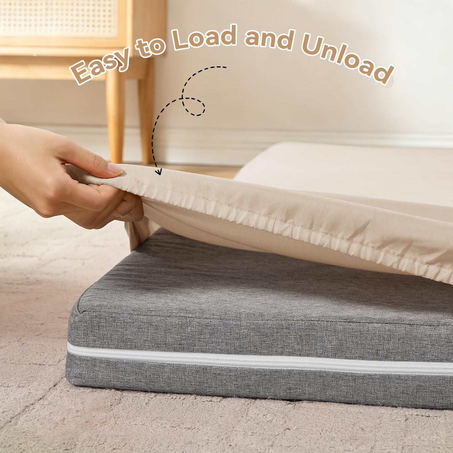 NSGZ Twin Fitted Sheet Only Compatible with Trifold Mattress, Microfiber Fitted Bedsheet Fit for 4 Inch Low Profile Mattress with Full Elastic Edge for RV Bunk, Trundle Bed, Daybed, Camping (Beige)