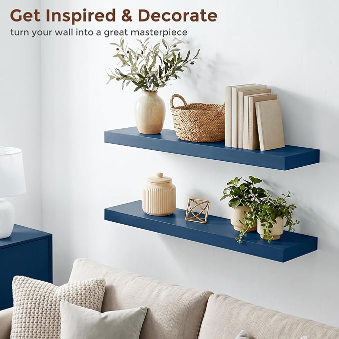 fuqing Dark Blue Floating Shelves | 24 Inch Floating Shelves