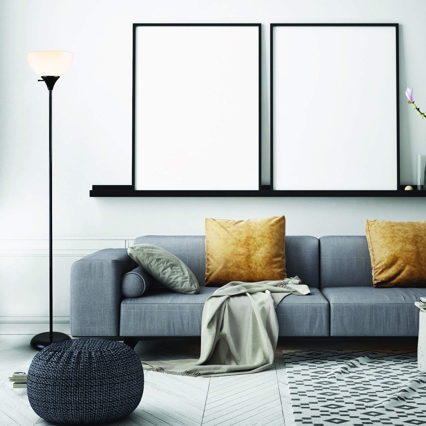 Newhouse Lighting 71-in. Charles Black Modern Standing Lamp NHFL-CH-BK, Floor Lamp for Living Room, Bedroom, and Other Home Decor, Ambient Lighting and Mood Lighting for Office Decor