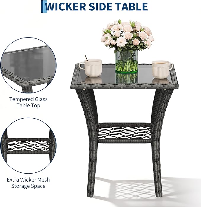 3-Piece Patio Furniture Set, 2 Swivel Rocking Chairs