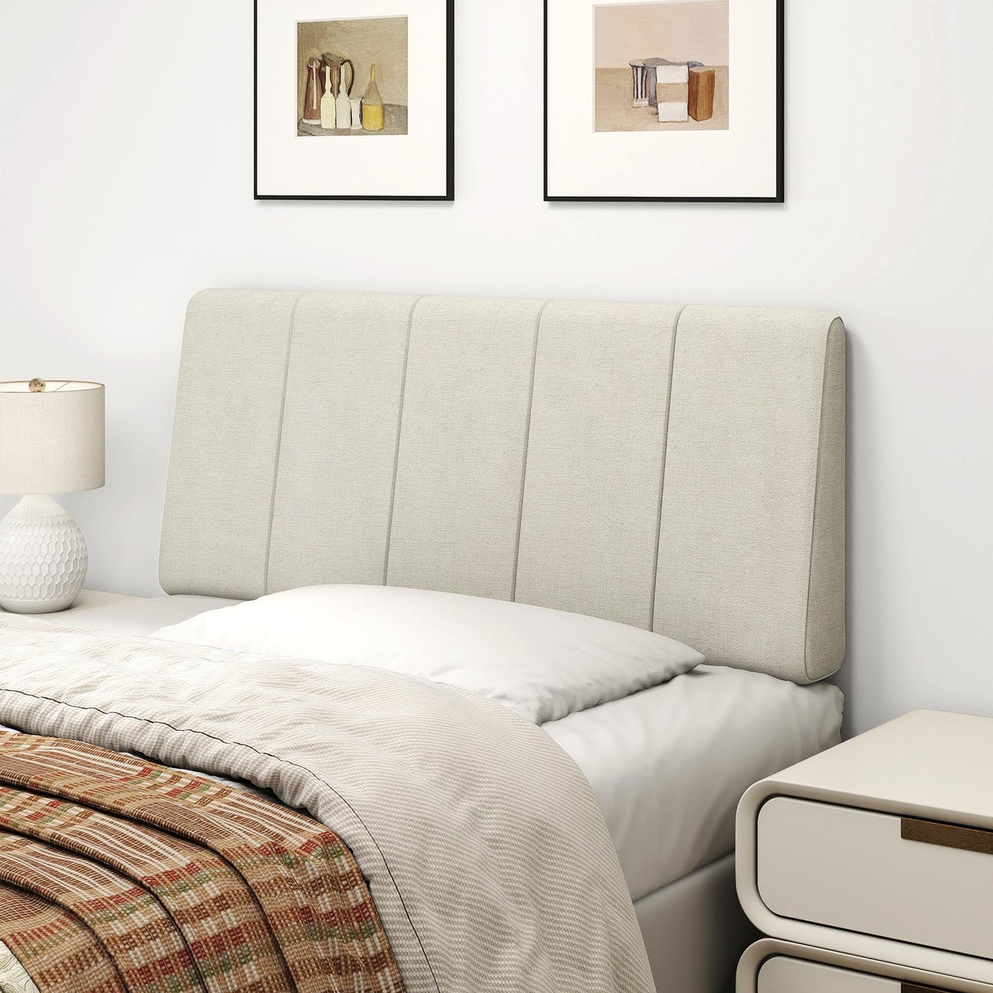 Liiwepo Twin Size Headboard Only-No Assembly, Upholstered Headboard Twin Size Linen Fabric Modern Style Headboards Extra-Thick, Beige