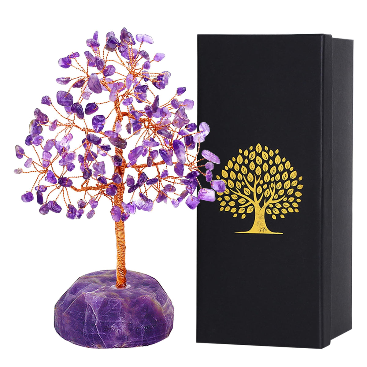 SITUMEIZI 7.09IN Amethyst Crystal Tree Amethyst Crystals and Healing Stones Natural Purple Gifts for Women Room Office Desk Purple Decor Reiki Spiritual Meditation Energy Tree of Life