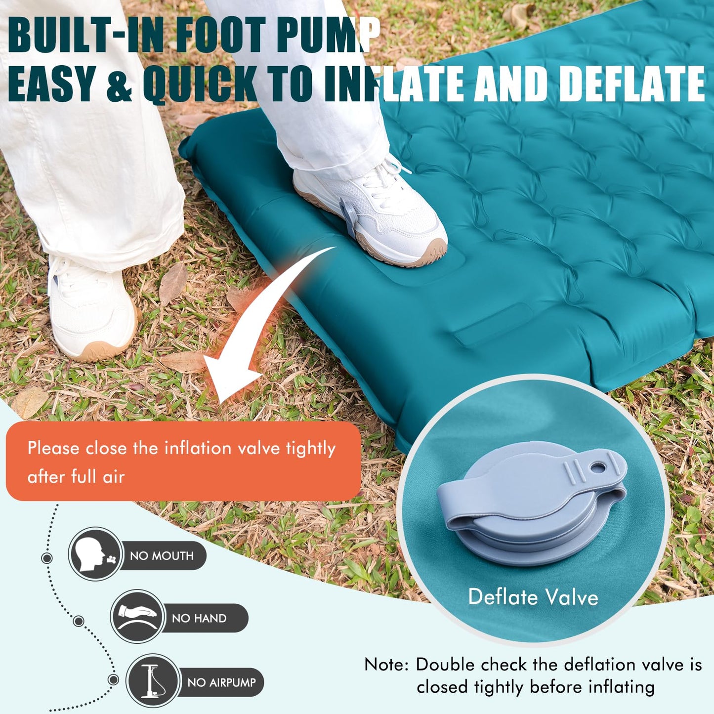 GDREAMT Inflatable Camping Sleeping Pad with Pillow, Extra Thickness 4 Inch Sleeping Mat with Built-in Pump, Compact & Ultralight Camping Air Mattress for Backpacking Hiking Tent Traveling
