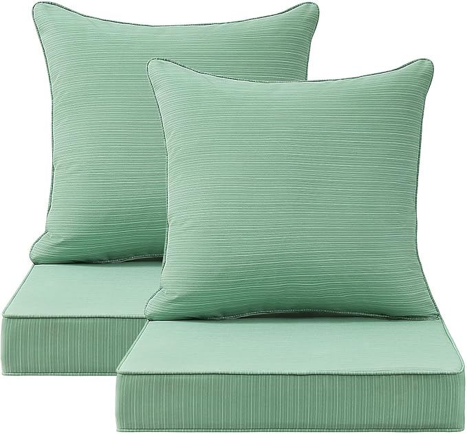 Outdoor Deep Seat & Back Cushion Set, 24 x 24 Inch Water Repellent and Fade