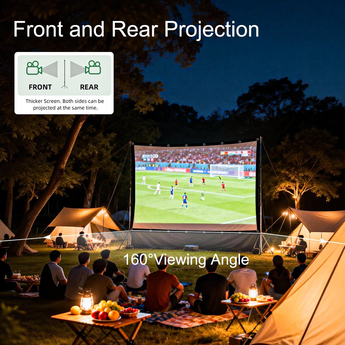 Projector Screen 120 inch，Portable Movie Projector Screen 16:9 HD Indoor Outdoor Double Sided Rear Projection Screen Video for Home, Party, Office, Classroom