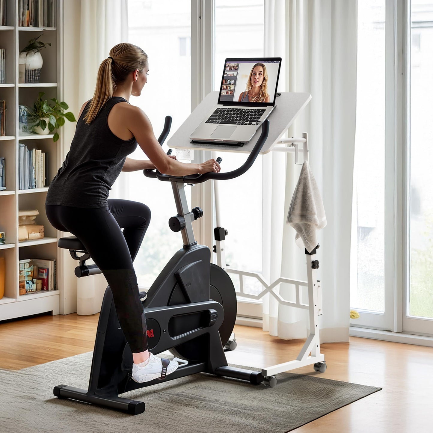 Oransail Small Standing Desk with Wheels, 29.5-45.3 Inch Adjustable Height, Portable Treadmill Desk, Rolling Computer Table for Walking Pad with a Cup Holder and a Hook
