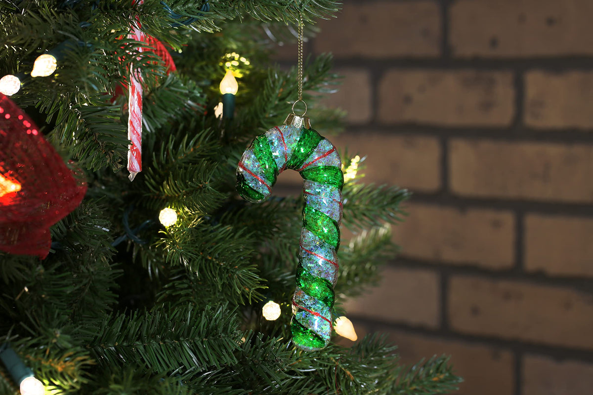 North Star Christmas | Green Candy Cane Glass Ornament | Christmas Collection