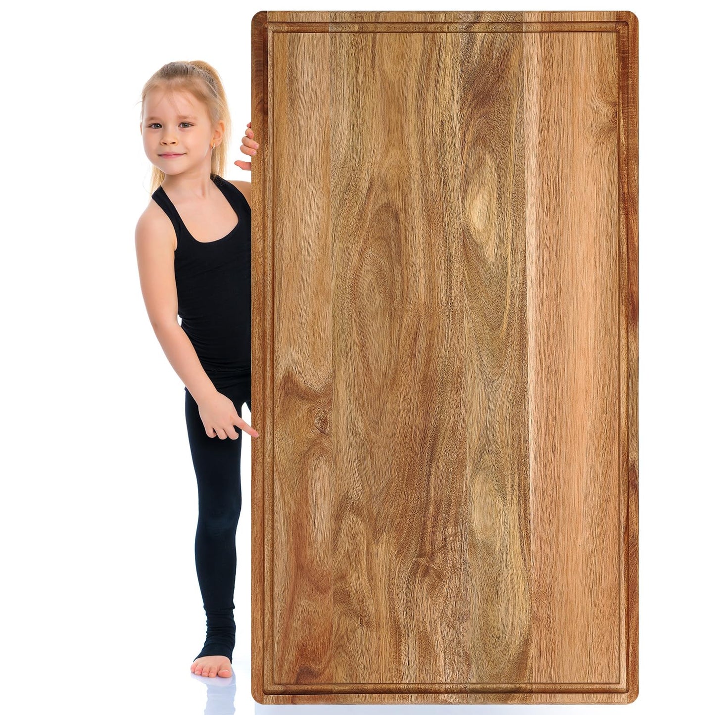 Teenyyou 32" x 18" Large Acacia Wood Cutting Boards for Kitchen Wooden Cutting Board with Juice Groove Extra Large Serving Platter Carving Tray for Meat Cheese(Natural)