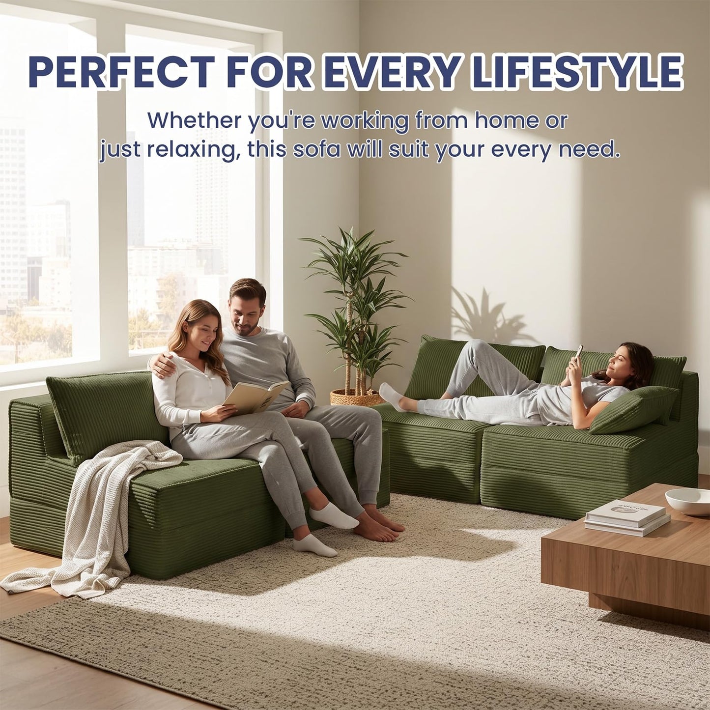 Erament Folding Sofa Bed, 8" Convertible Sleeper Sofa Fold Out Chair Bed with Pillow, Portable Floor Couch Lounge Sofa for Living Room Bedroom Guest Room, Green