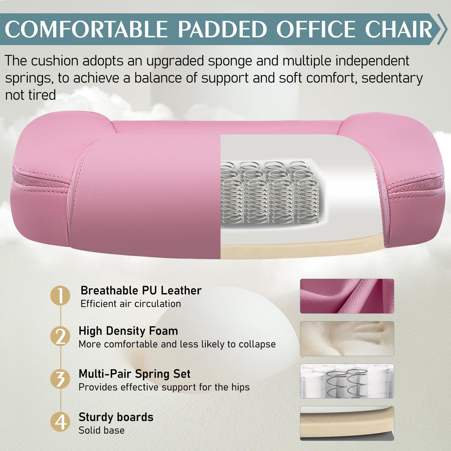 Leather Office Chair, PU Home Computer Desk Chairs with Ergonomic Back Support, 360°Swivel Free，Small Gaming Chair with Wheels and Adjustable Armrests, for Short People Use