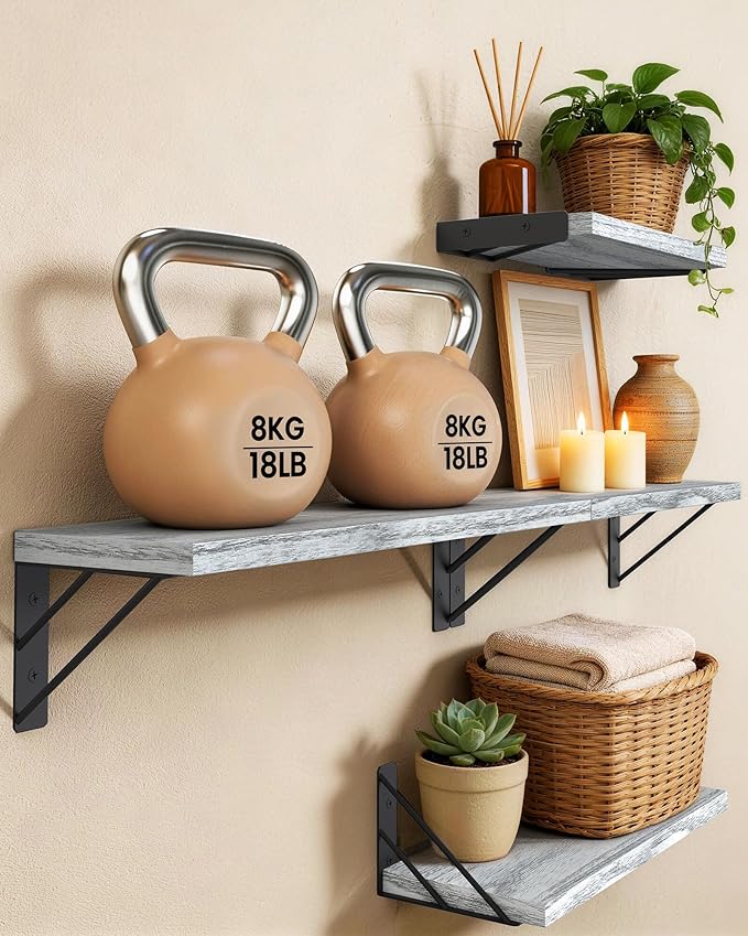 BAYKA Wall Shelves for Bedroom Decor, Floating Shelves for Living Room Kitchen