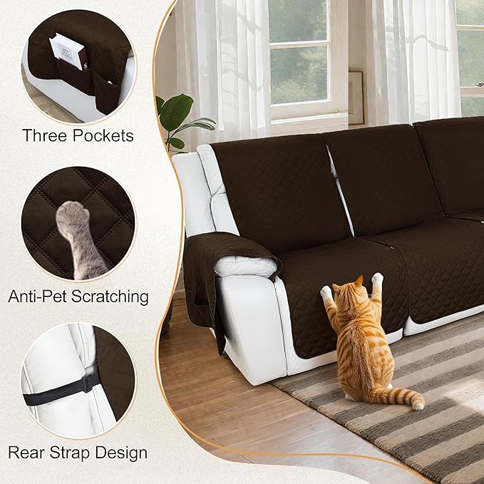 HDCAXKJ 100% Waterproof Reclining Sectional Couch Covers L Shape Recliner Sofa