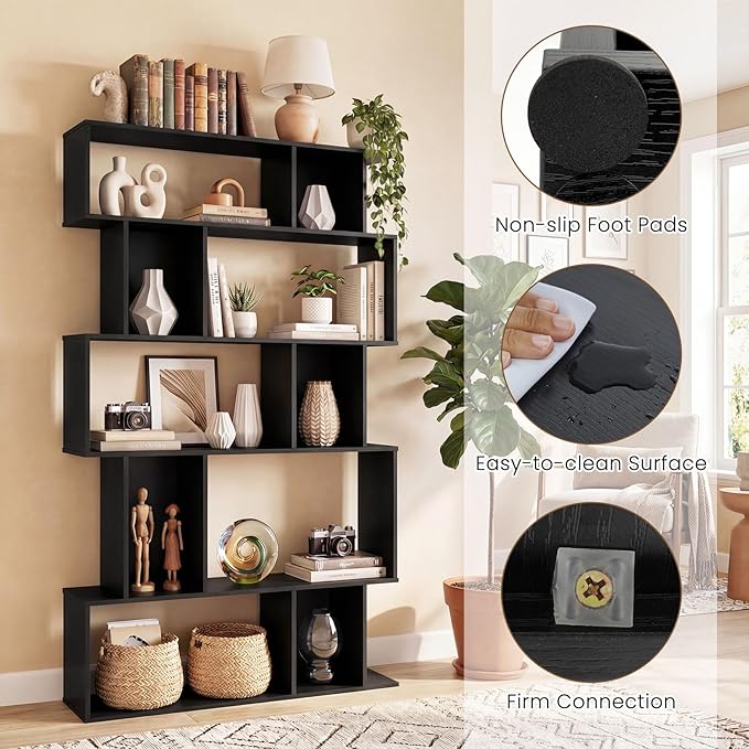 Giantex 5-Tier Bookshelves Set of 2, 10-Cube Geometric Bookcase