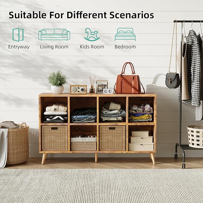 8-Cube Bookshelf 2 Tier Retro Bookcase