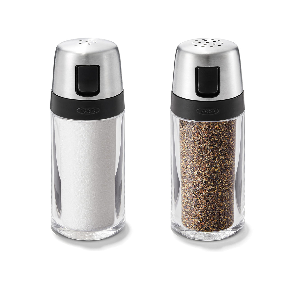 OXO Salt and Pepper Shaker Set (Clear) + OXO Good Grips Plastic Sugar Dispenser