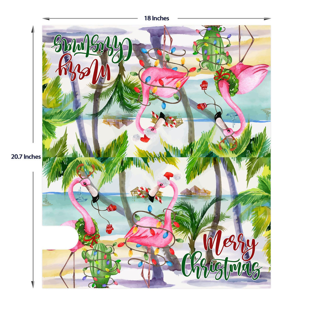 Texupday Merry Christmas Hawaii Beach Flamingo Decoration Mailbox Cover with Magnetic Strip Winter Holiday Mailbox Wraps Post Letter Box Cover Standard Size 21" X 18" for Garden Outdoor Yard Decor