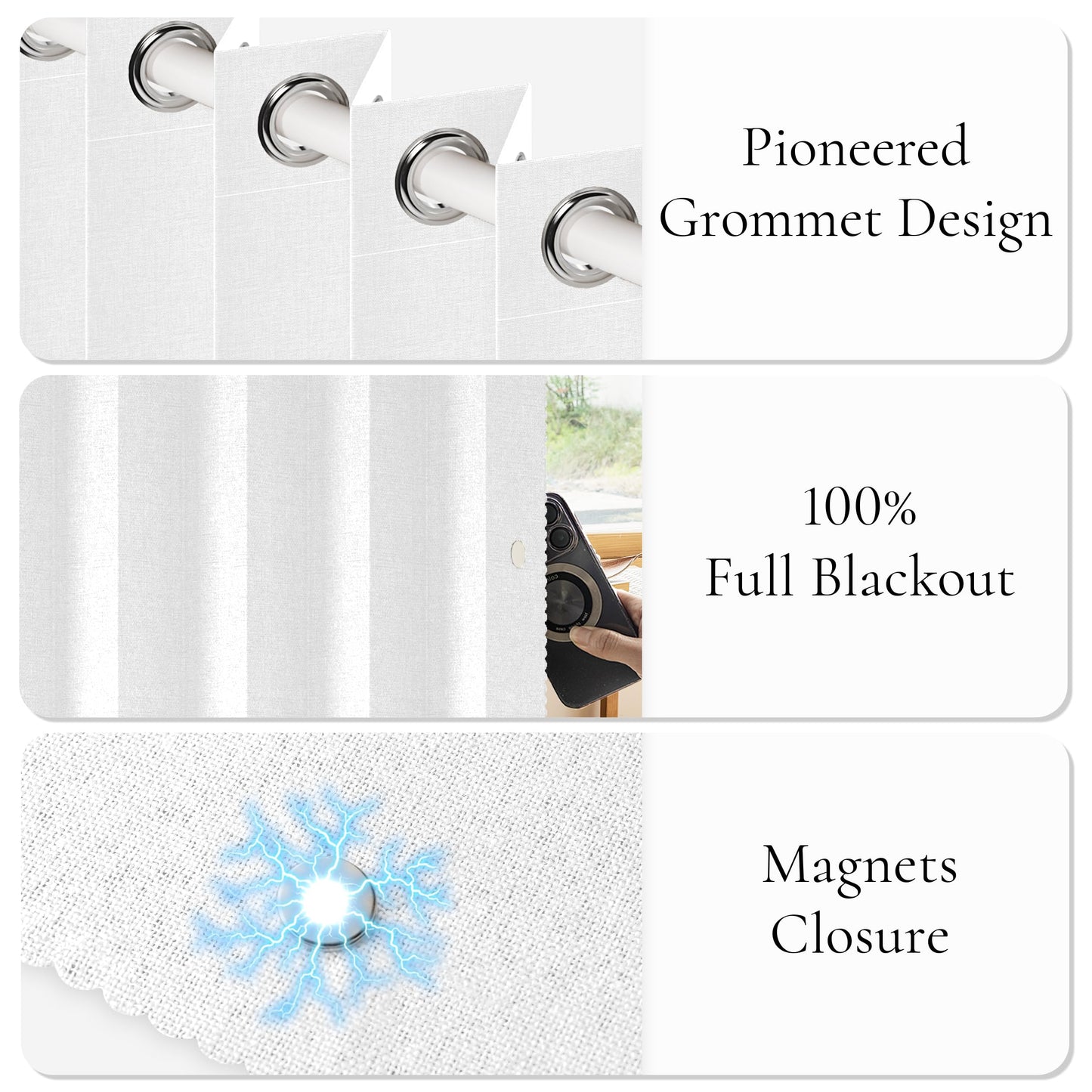 HMYI White Total Blackout Pinch Pleated Curtain 96 Inch Long, Full Shading Curtain for Windows, Faux Linen Textured Thermal Insulated Drapes, 1 Panel, W52 x L96, Greyish White