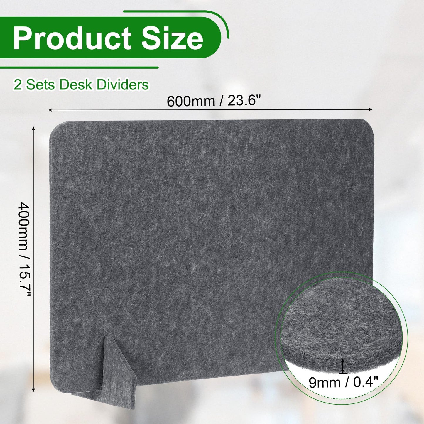 PATIKIL Desk Divider, 2 Set 24 x 16 Inch Acoustic Freestanding Desk Divider Desk Privacy Panel with 4 Pcs Support Feet for Library Office Workstation, Dark Grey