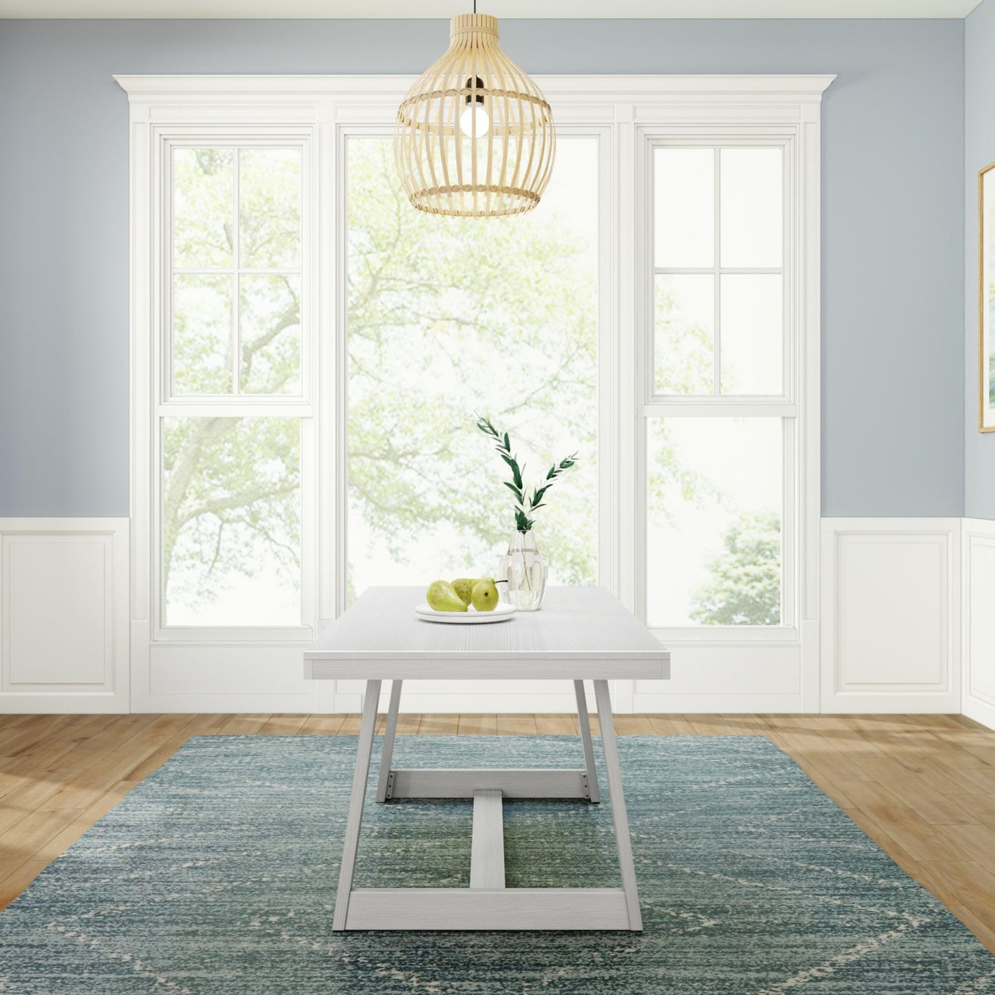 Plank+Beam 72 Inch Farmhouse Dining Table, Solid Wood Rustic Kitchen Table, Large Wooden Rectangular Dinner Table for Dining Room, Home Office, Living Room Furniture, Easy Assembly, White Wirebrush