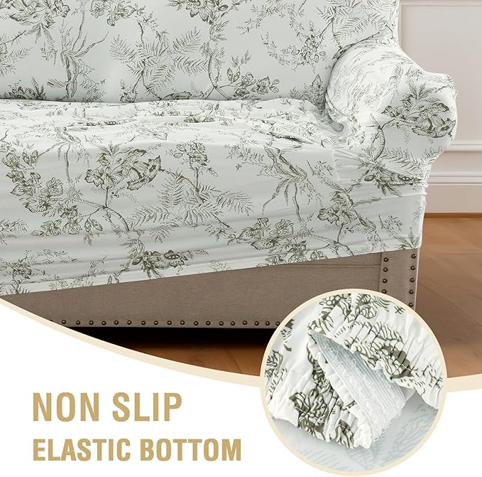 H.VERSAILTEX High Stretch Couch Cover 2 Cushion Sofa Printed Love Seat Couch