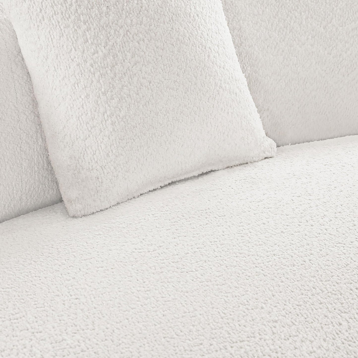 BBTJOINT Curved Sectional Chaise Sofa,Modern Minimalist Style, White Sherpa Fabric Upholstery,127'' Deep Seat Loveseat, Living Room Couch with Throw Pillows (Right Chaise Facing)