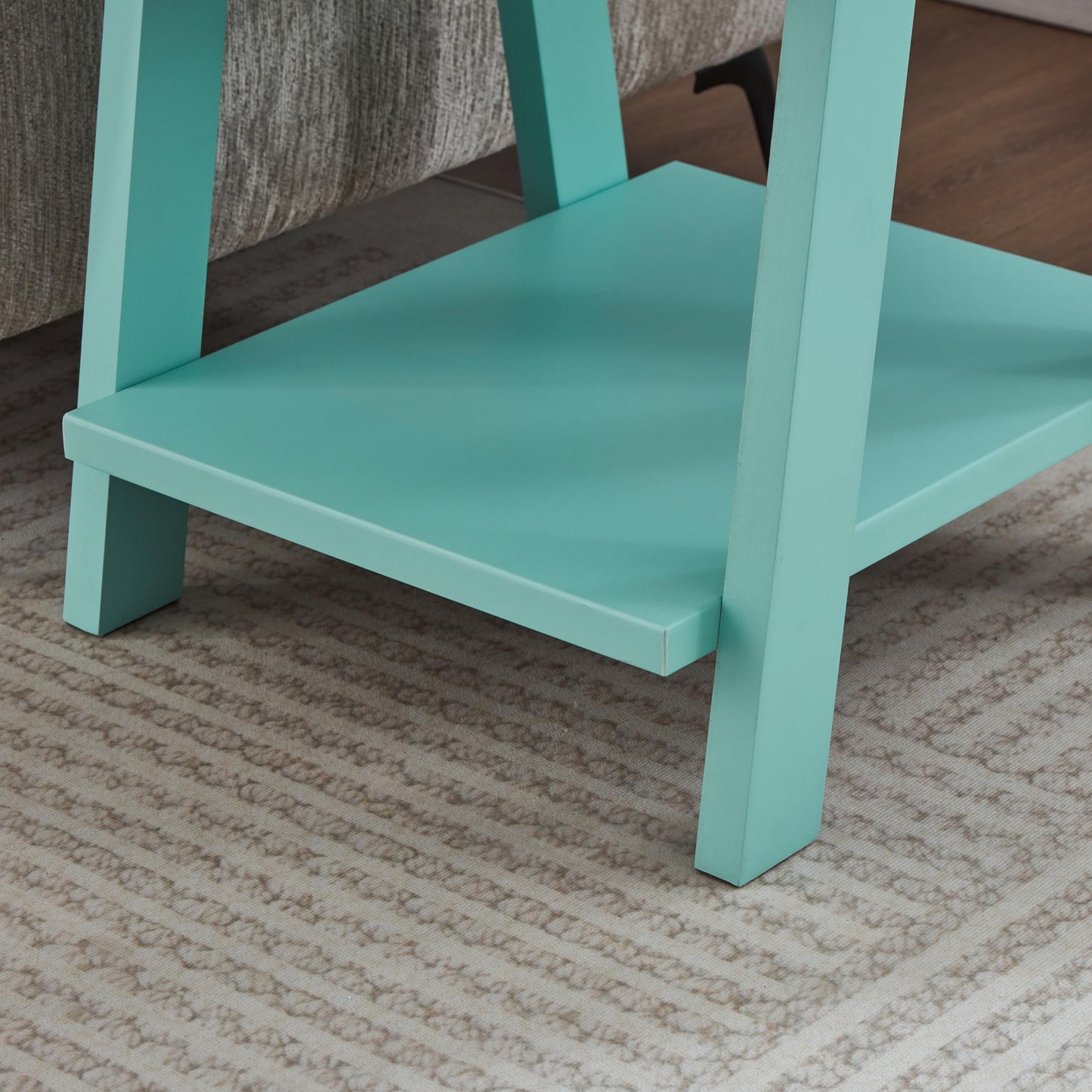 Roundhill Furniture Athens Contemporary Wood Shelf End Table in Teal