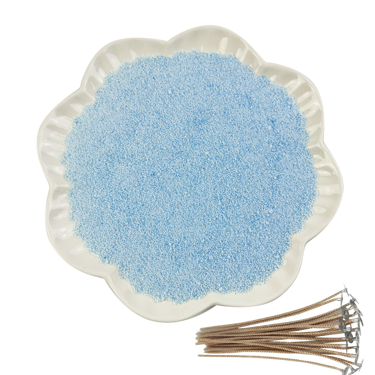 CoolCrafts Sand Wax Candle with Wicks 2 LB Pearled Sand Candle Bulk for Candle Making, Wedding Decor, Crafts - Light Blue