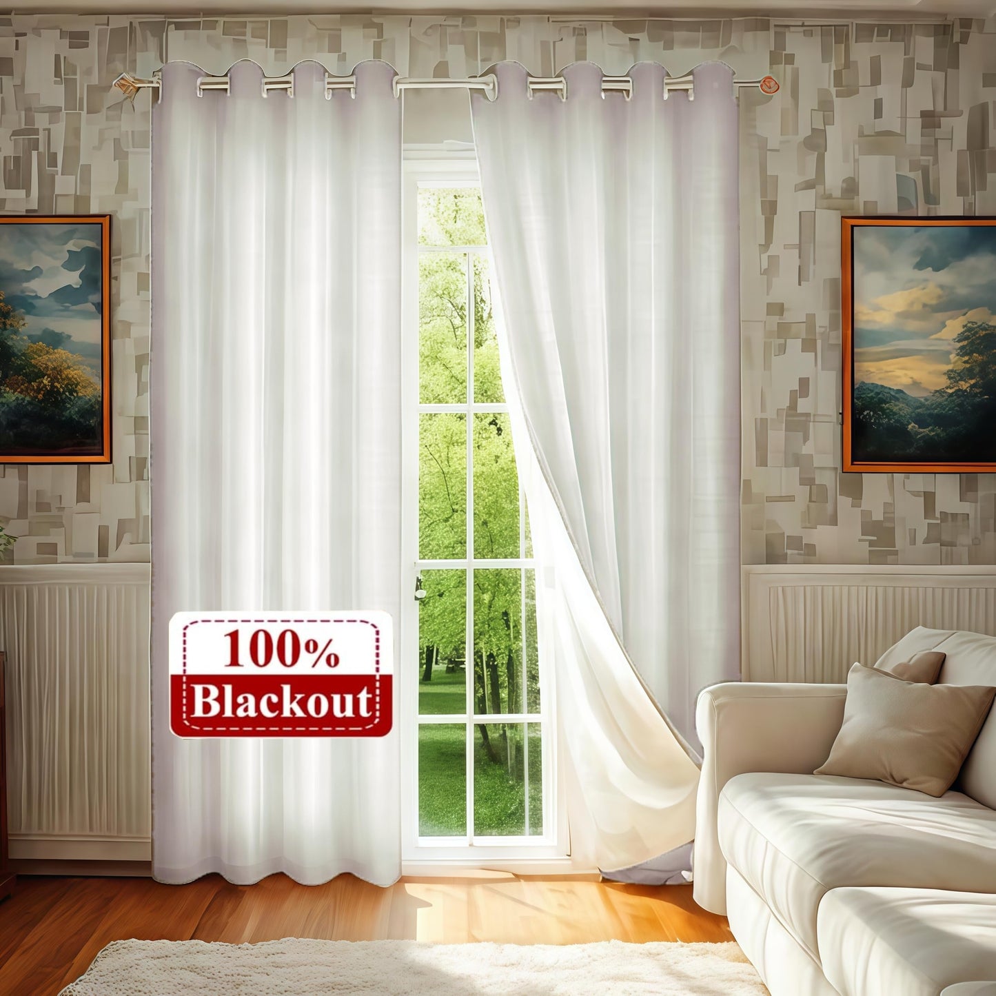 SMILETIME 100% Blackout White 52 x 108 in Long Velvet Curtains with Grommet, Thermal Insulated Super Soft Privacy Noise Reducing Velvet Curtains for Living Room Bedroom, 2 Panels