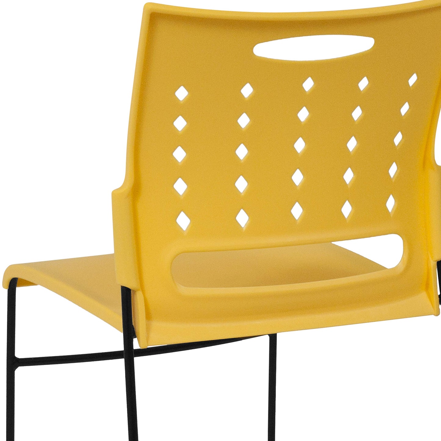Flash Furniture 5 Pack HERCULES Series 881 lb. Capacity Yellow Sled Base Stack Chair with Air-Vent Back