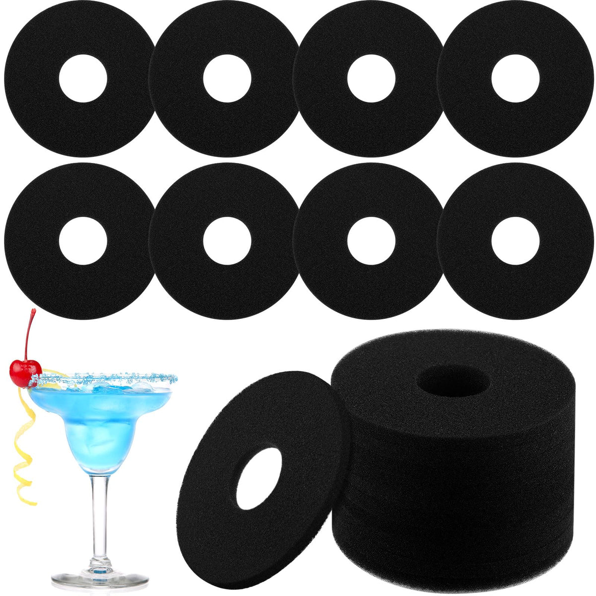 Roshtia 30 Pcs Bar Rimmer Sponges Replacement 5. 75 Inch Bartender Tool for Glass Rimmer Cocktails Margarita Salter Lime Juice Salt Trays Accessories Supplies, Black
