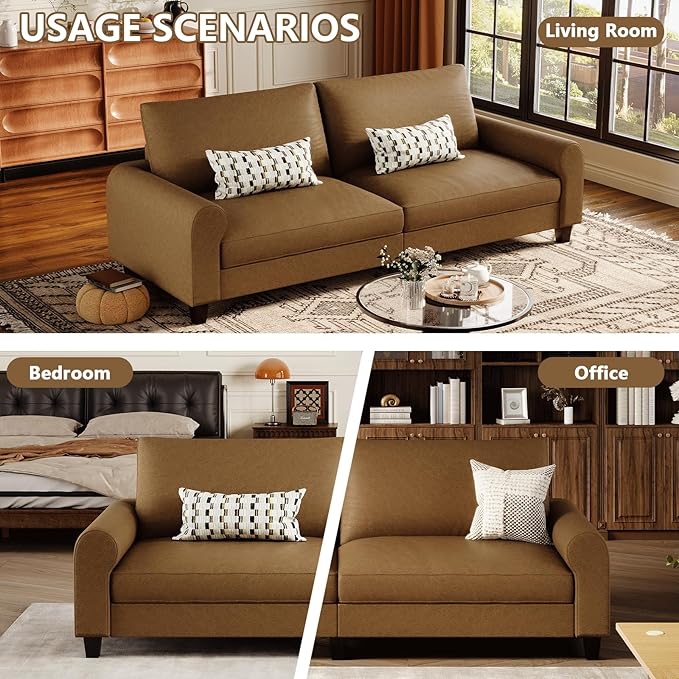 EASE MOOSE 88.5" Large Seat Faux Leather Loveseat Sofa, Waterproof and