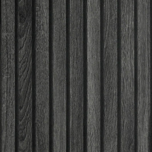 LACHEERY Black Wood Panel Wallpaper Peel and Stick 3D Wood Slat Wall Paper Black Wooden Slats Panels for Wall Cabinets Removable Contact Paper Self Adhesive Oak Slat Panel Roll Decorative 15.8"x80"