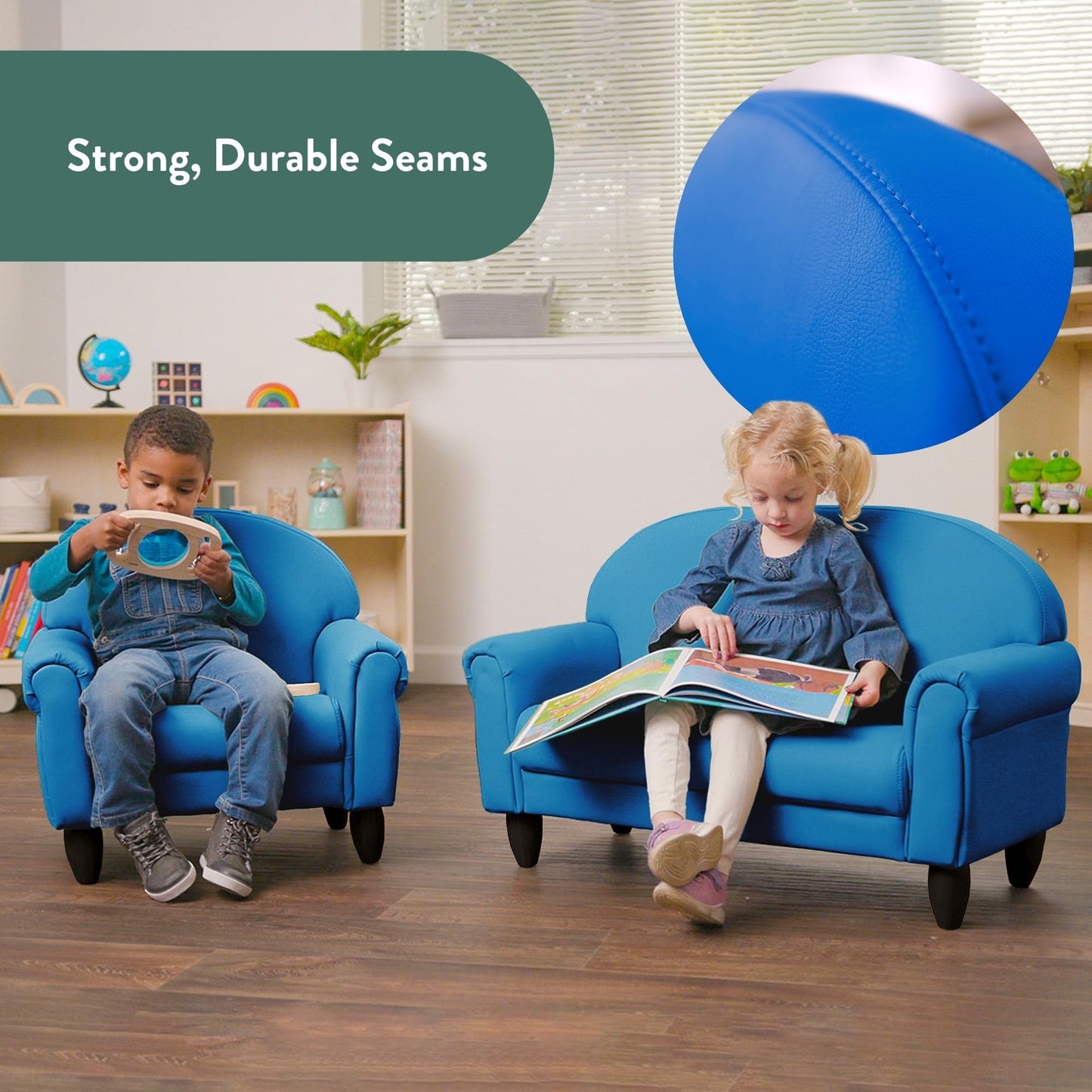 Children's Factory As We Grow Chair and Couch, Flexible Seating for Daycare or Preschool, Kids Reading Couch, Playroom Furniture, Deep Water