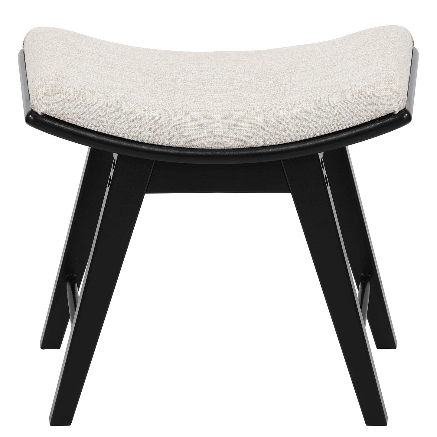 URFORESTIC Oak Wood Vanity Stool, Modern Makeup Dressing Stool with Concave Seat Surface,Capacity 300lb, Easy Assembly (Black)