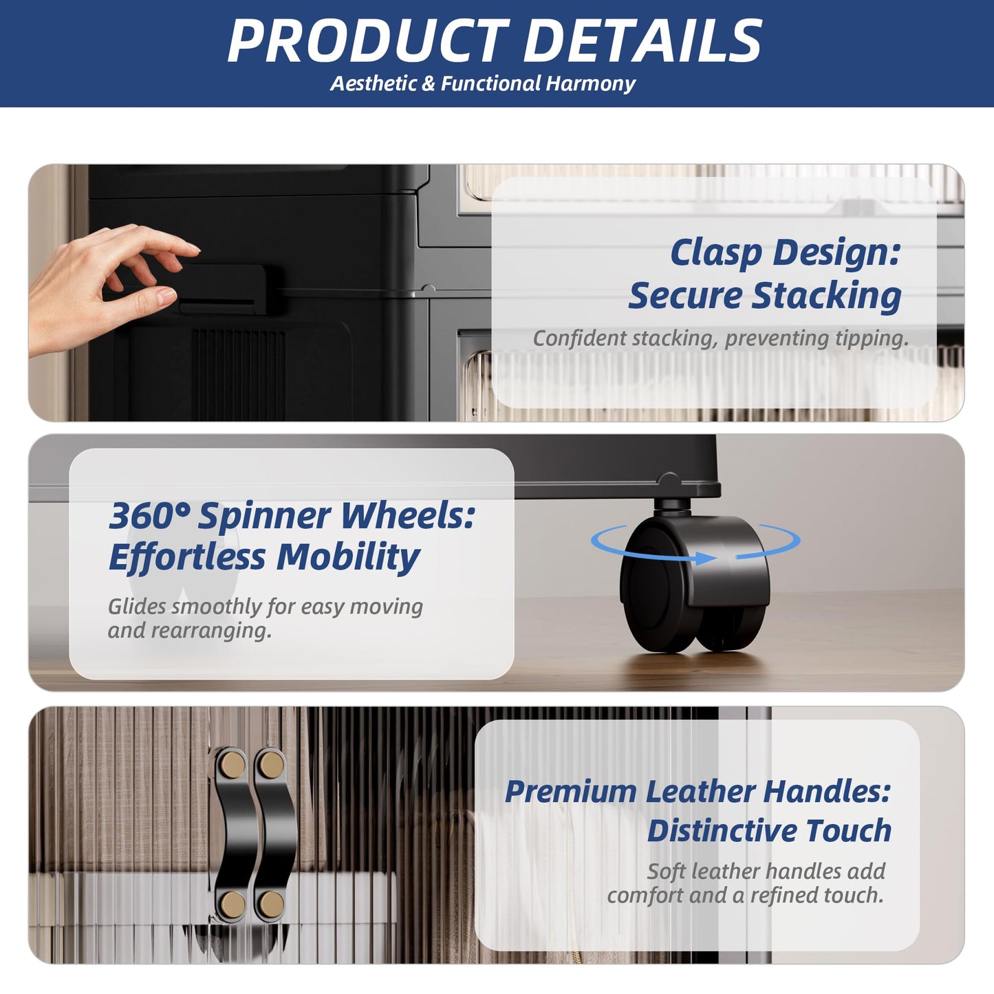 SAILUN 145Gal/580Qt Collapsible & Stackable Storage Bins with Door & a Lid,Perfect for Blanket Storage, Pillow Organizer, Bedroom Closet & Living Room, Black 26" W x 17" D x 71" H