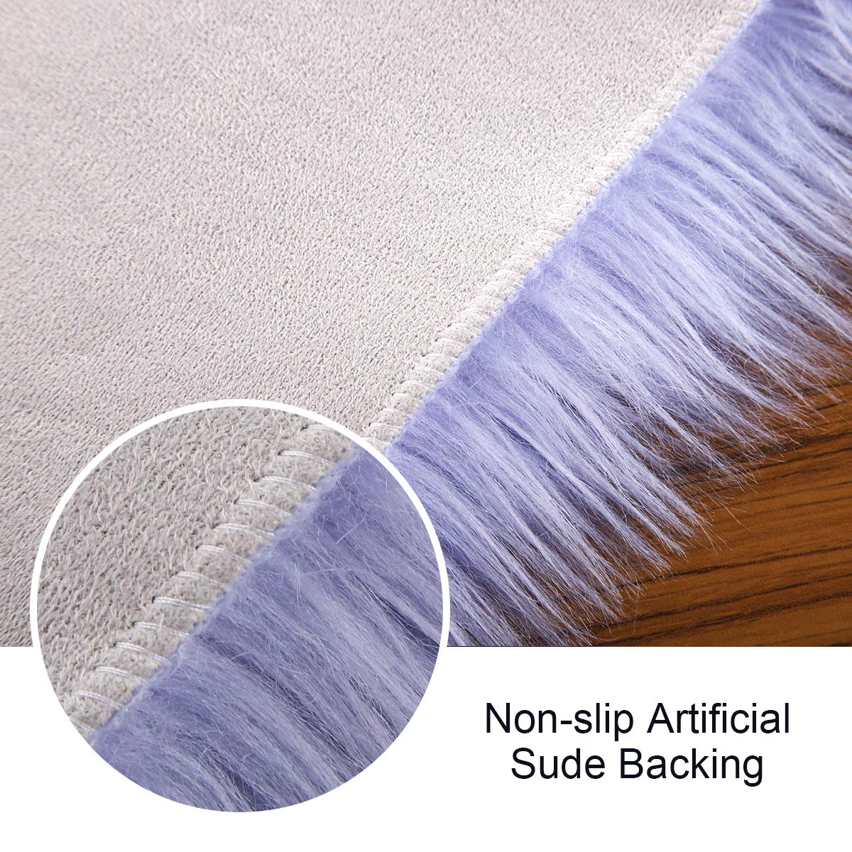 Softlife Square Faux Fur Sheepskin Chair Cover Seat Cushion Pad Super Soft Area Rugs for Living Bedroom Sofa (1.6ft x 1.6ft, Lavender) 1 pack