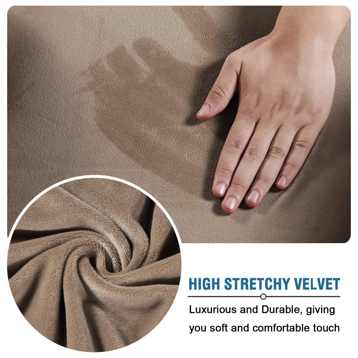 H.VERSAILTEX Real Velvet Plush 1 Piece Form Fit Stretch Rectangle Folding Storage Covers Ottoman Slipcovers Removable Footstool Protect Footrest Covers Elastic Bottom, Machine Washable(Large, Camel)