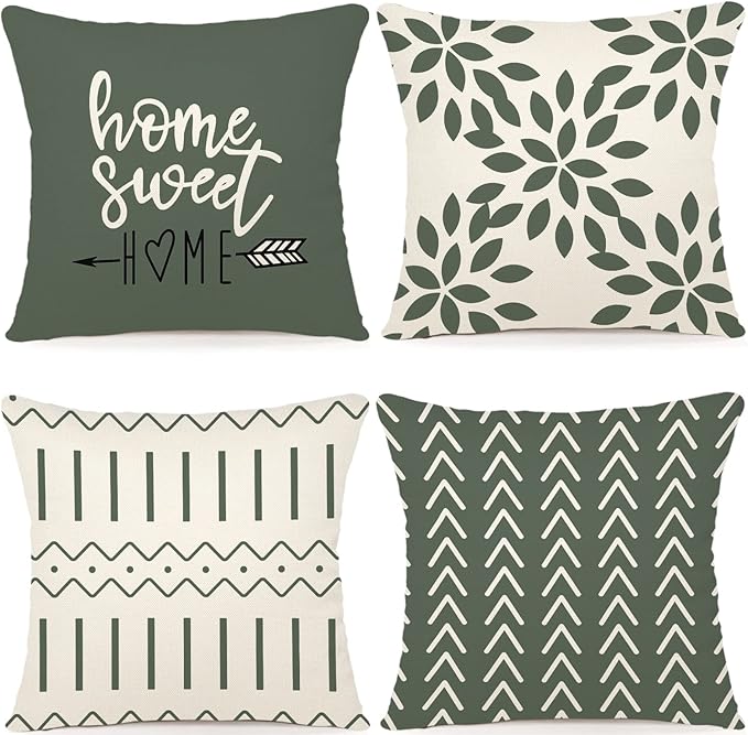 YCOLL Pillow Covers 18x18 Set of 4, Modern Sofa Throw Pillow Cover, Decorative