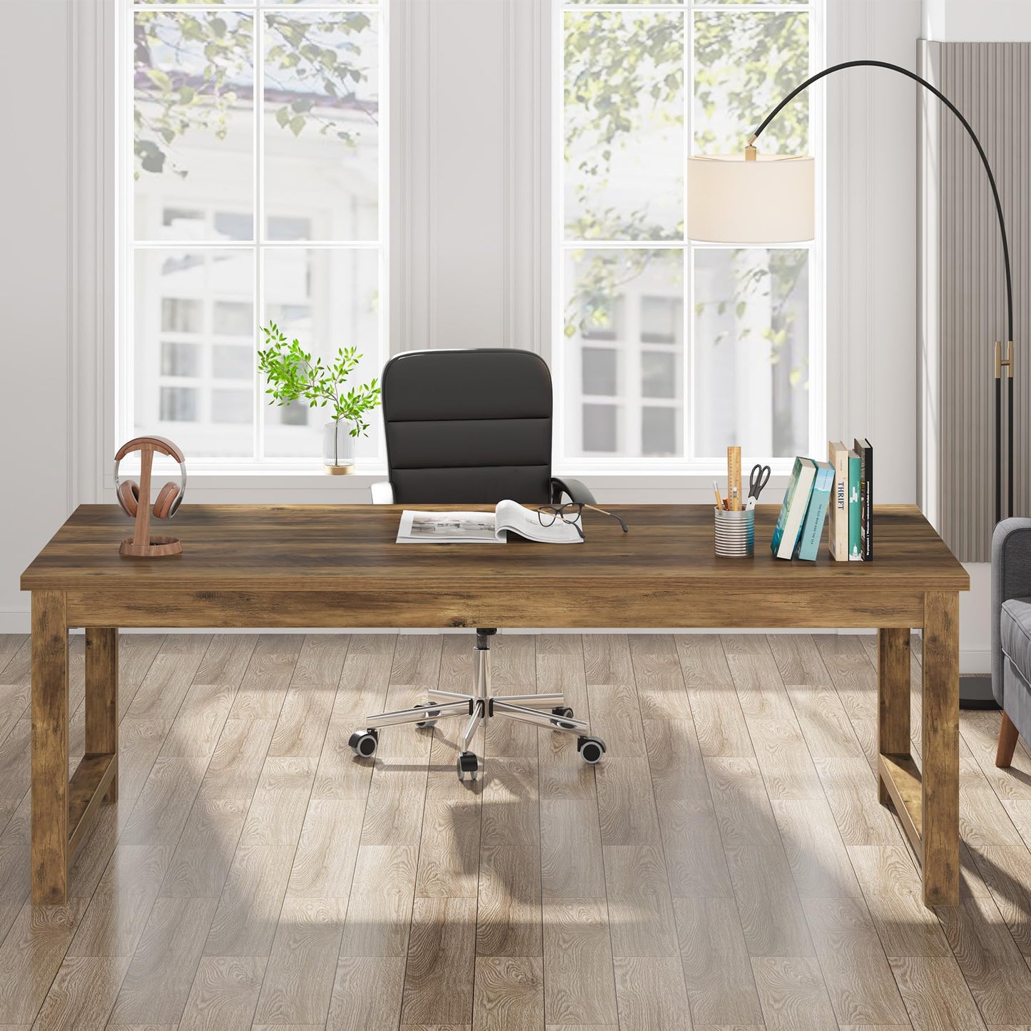 Tribesigns Modern Computer Desk, 63 x 31.5 inch Large Office Desk Computer Table Study Writing Table Workstation for Home Office, Brown Wood