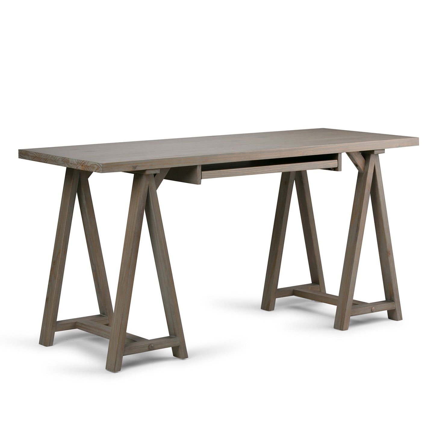 SIMPLIHOME Sawhorse SOLID WOOD Modern Industrial 60 inch Wide Home Office Desk, Writing Table, Workstation, Study Table Furniture in Distressed Grey