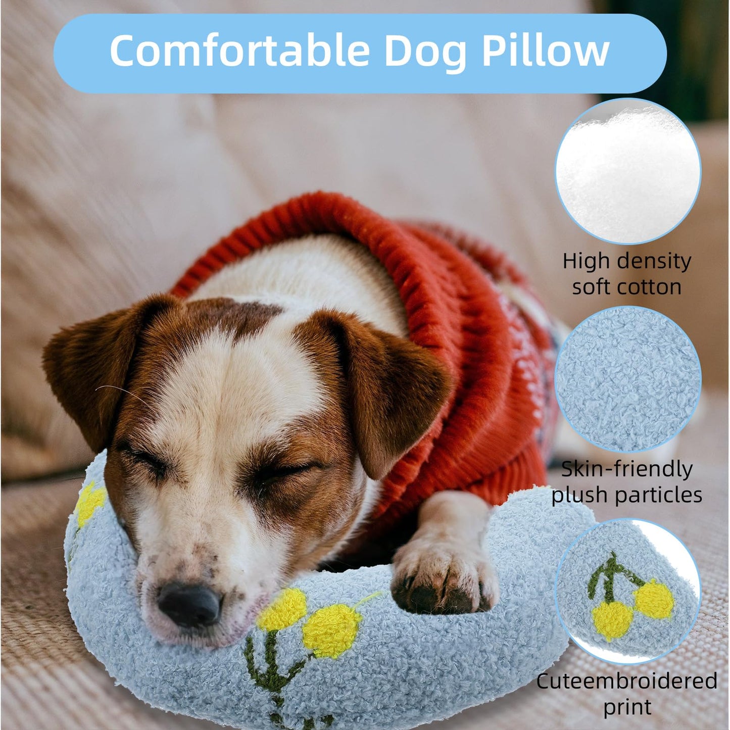 Hpmjz Dog Pillow Dogs Calming Pillow Soft Neck Pillow Anxiety Relief Sleeping Toy Ultra Soft High Density Washable Gift for Better Small Cats Joint