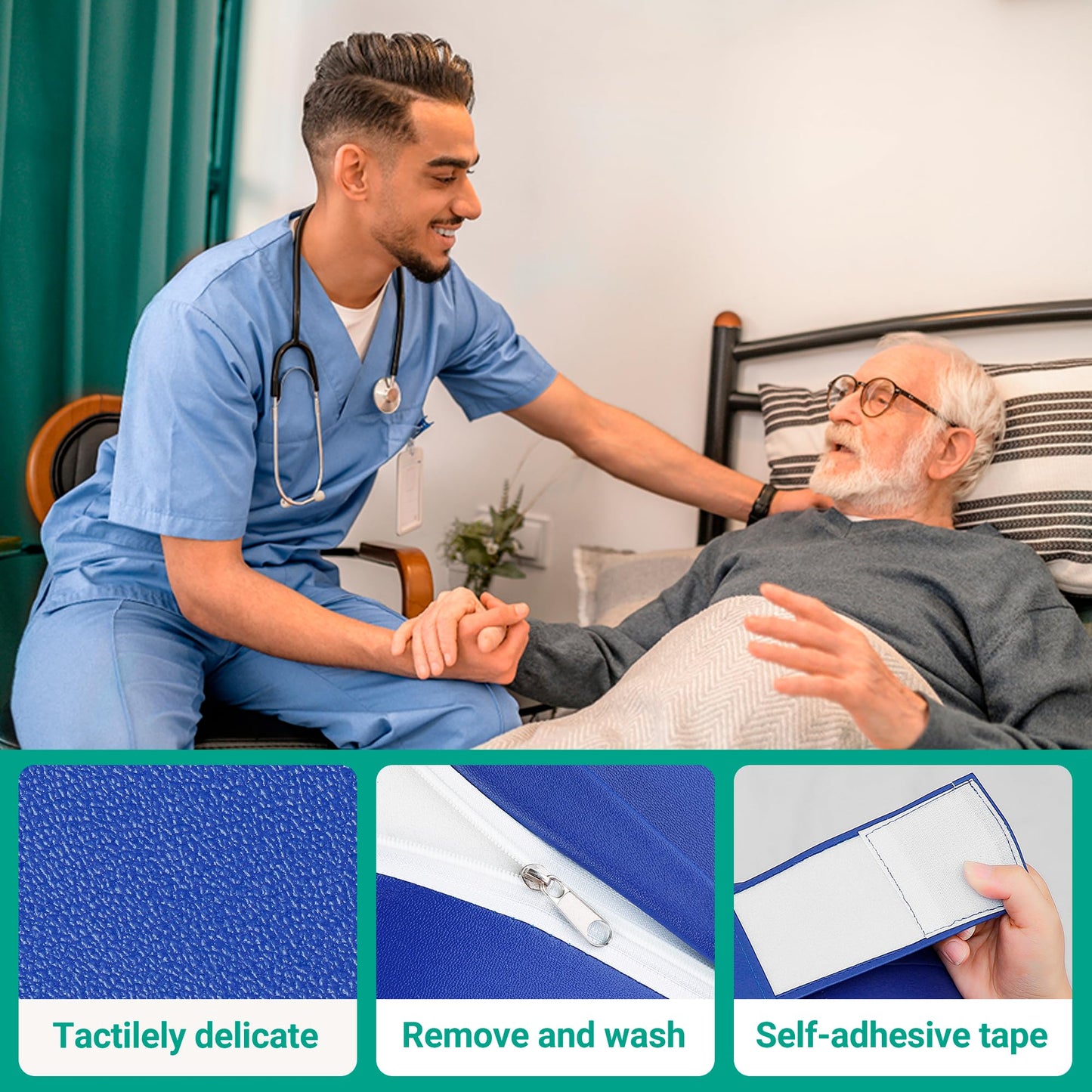 VitalEase Patient Turning Device, U-Shape Positioning Pillow, Waterproof PU Leather, Regular Size, 18.7" Wide, More Compact Fit for in-Bed Care