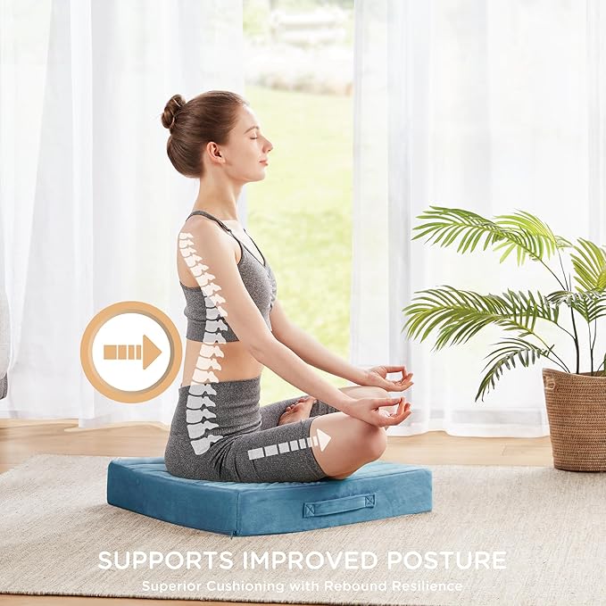 Codi High Density Foam Floor Pillow 2 Sets, Large Meditation Cushions Seating