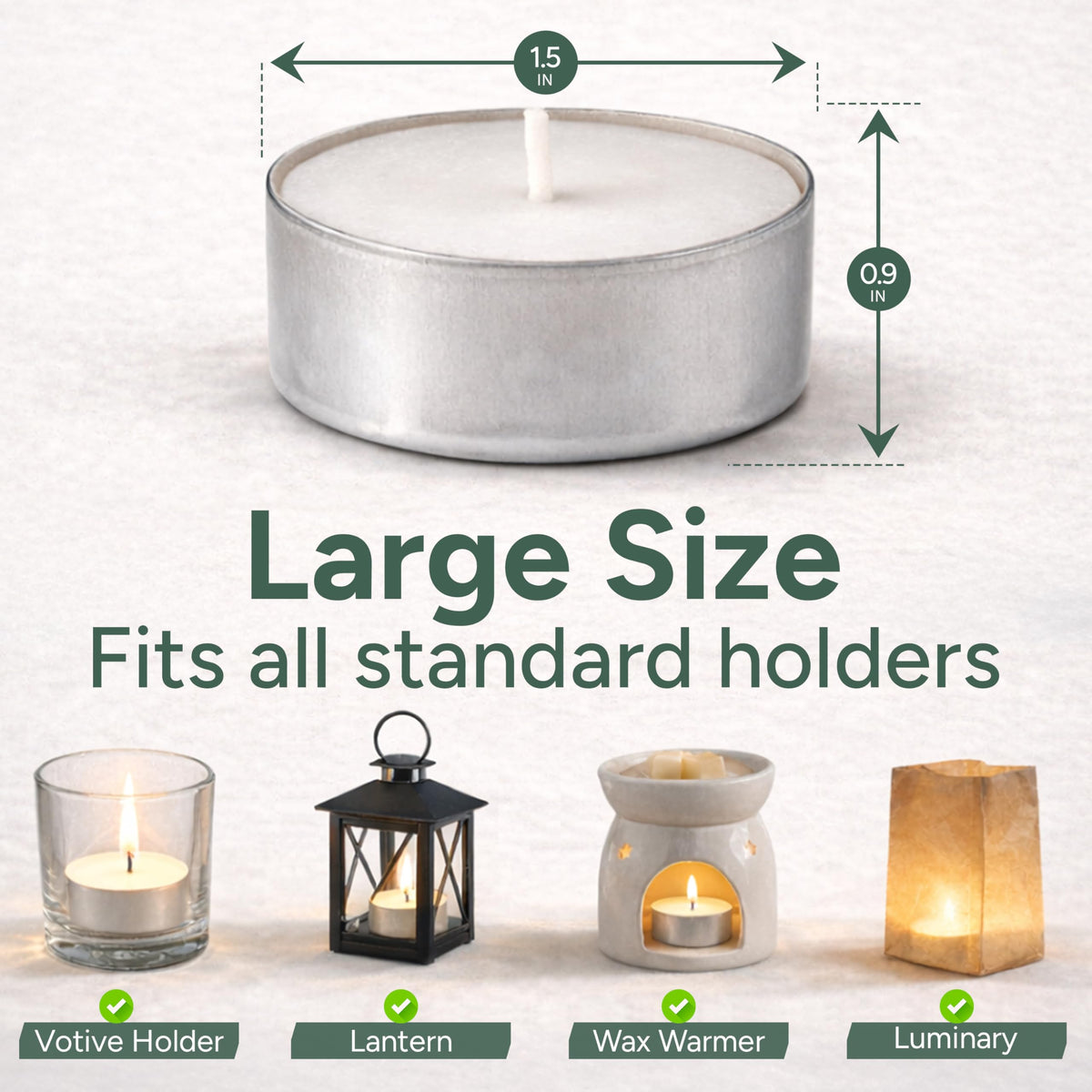 Zuvo Tea Lights Candles 8 Hour Burn (100 Pack) - Unscented White Tealight Candles, Long Burning Smokeless Tea Lights for Weddings, Home, Shabbat, Emergency - European Made, Lead-Free Cotton Wick