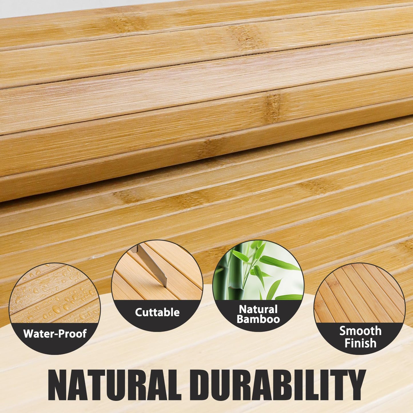 FONUNO Bamboo Wall Panel for Interior Decoration Bamboo Pole Wrap Roll Natural Wainscoting Paneling Decorative Wall Slat Covering for Living Room, Bedroom, Office (16 Inch x 96 Inch, Carbonized)