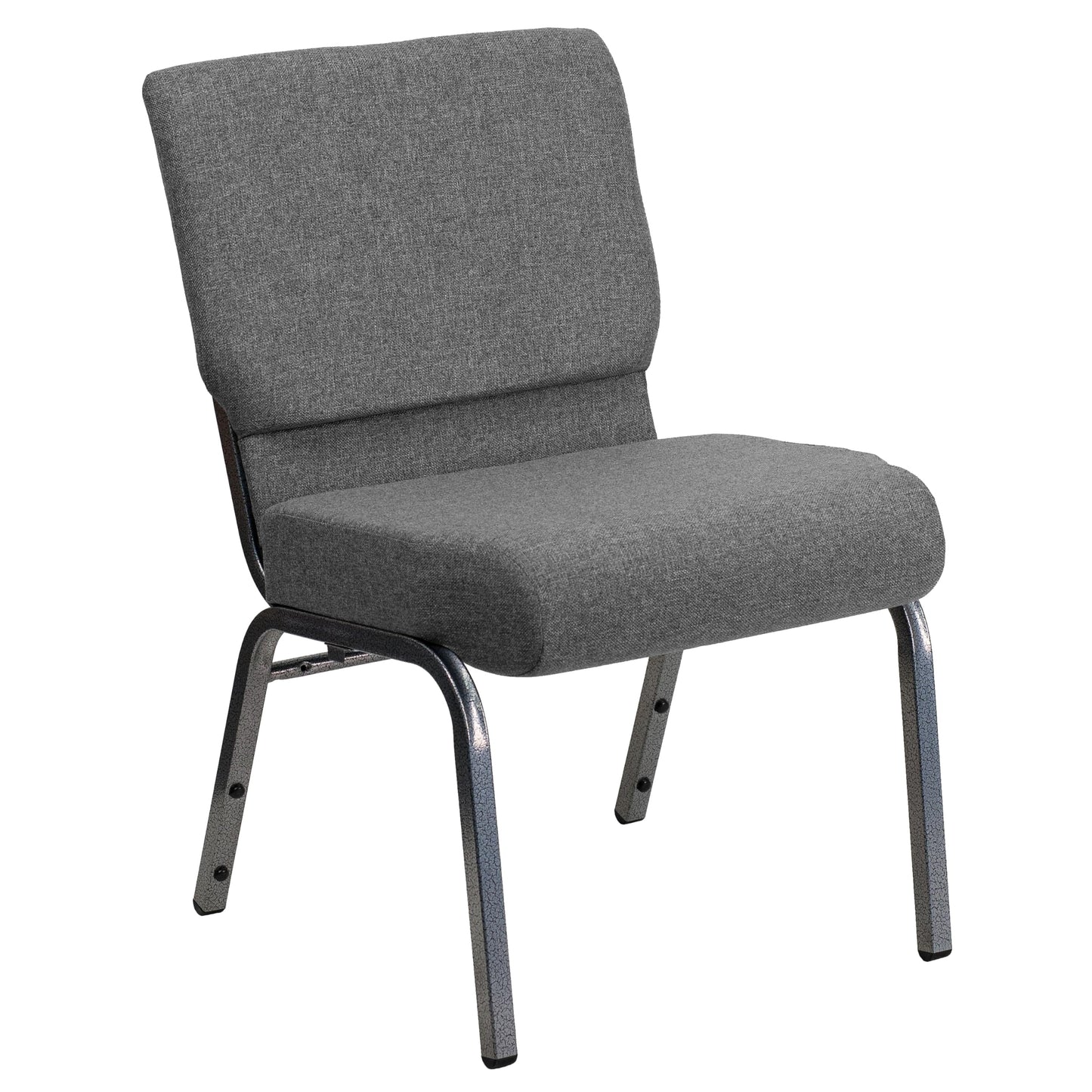 Flash Furniture HERCULES Series 21''W Stacking Church Chair in Gray Fabric - Silver Vein Frame