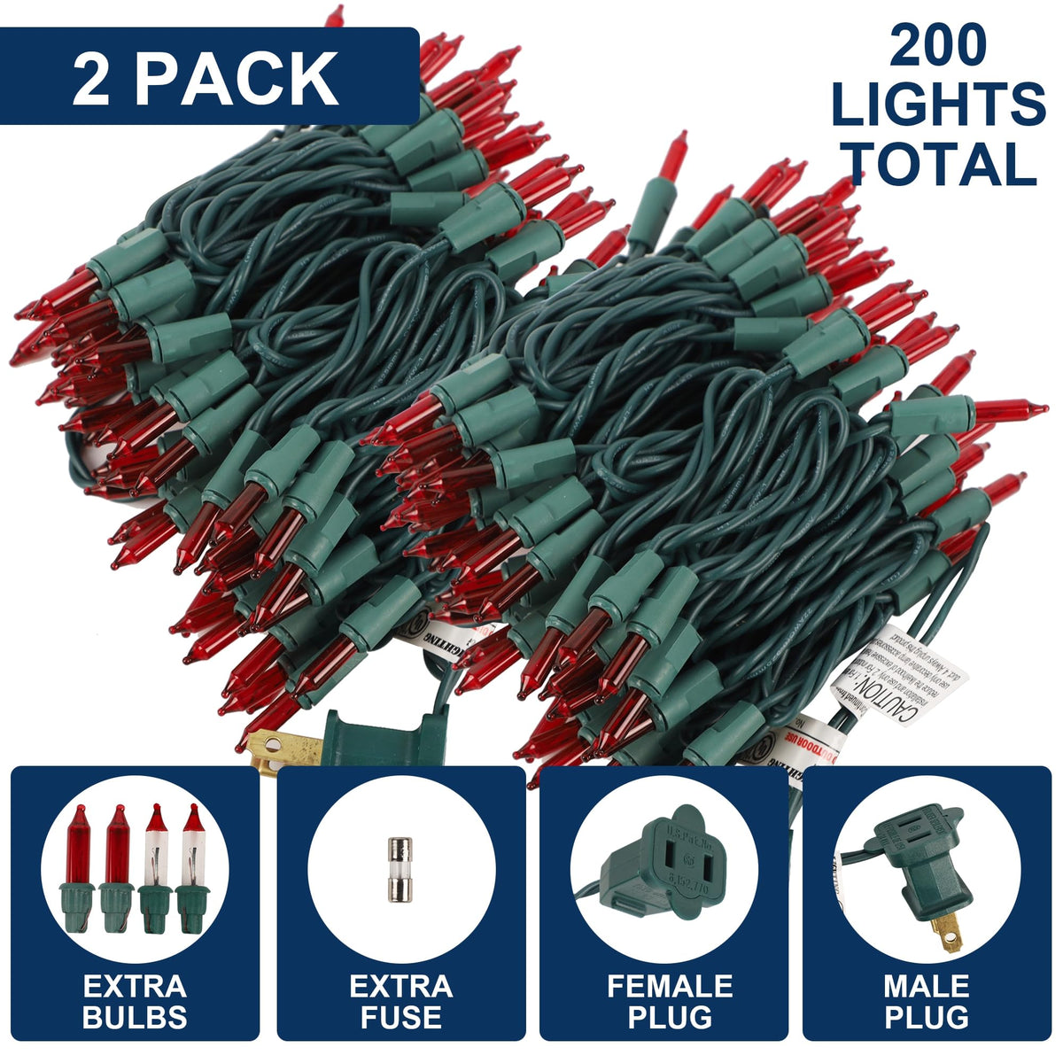 Watereem 2 Pack Red Valentines String Lights, 100 Count Each, Incandescent Mini Christmas Lights, Connectable Xmas Tree Light for Indoor Outdoor Garland Birthday Holiday Wedding Festival Party