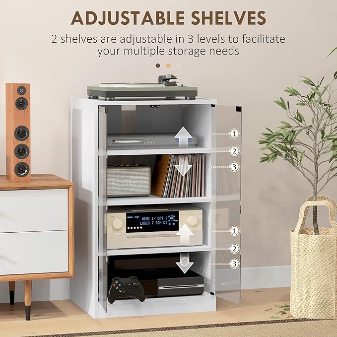 HOMCOM Media Cabinet, 4-Tier Stereo Cabinet